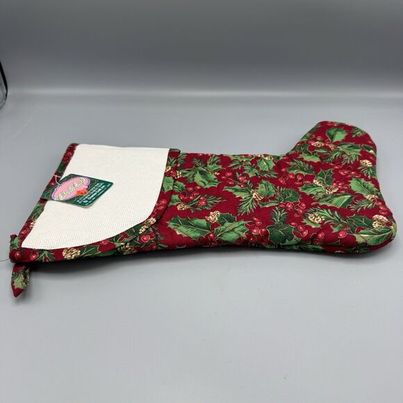 Charles Craft Red Holly Christmas Stocking Cross Stitch Cuff Project USA 15" L - Picture 3 of 8